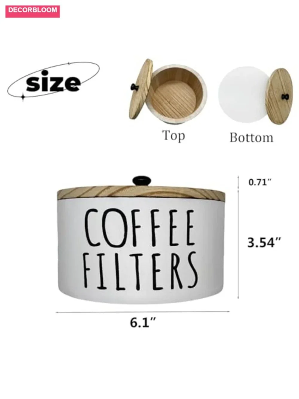 Wooden Coffee Filter Holder with Lid - Kitchen Storage Organizer Basket